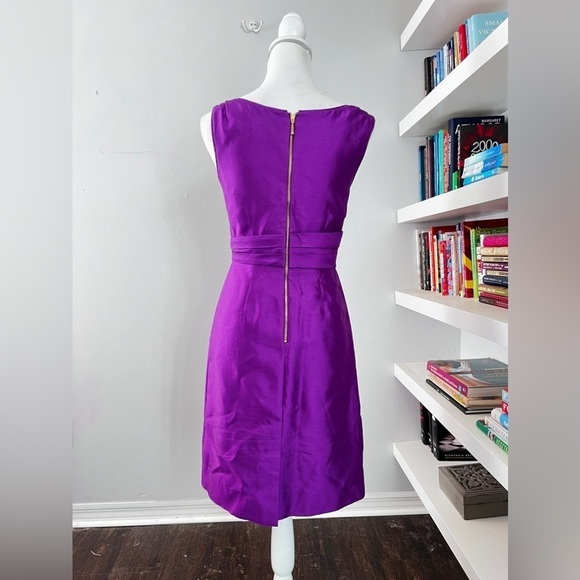 Kate Spade Mademoiselle Silk Sleeveless Fuchsia Sheath Dress with bow on front 2 - Picture 7 of 16